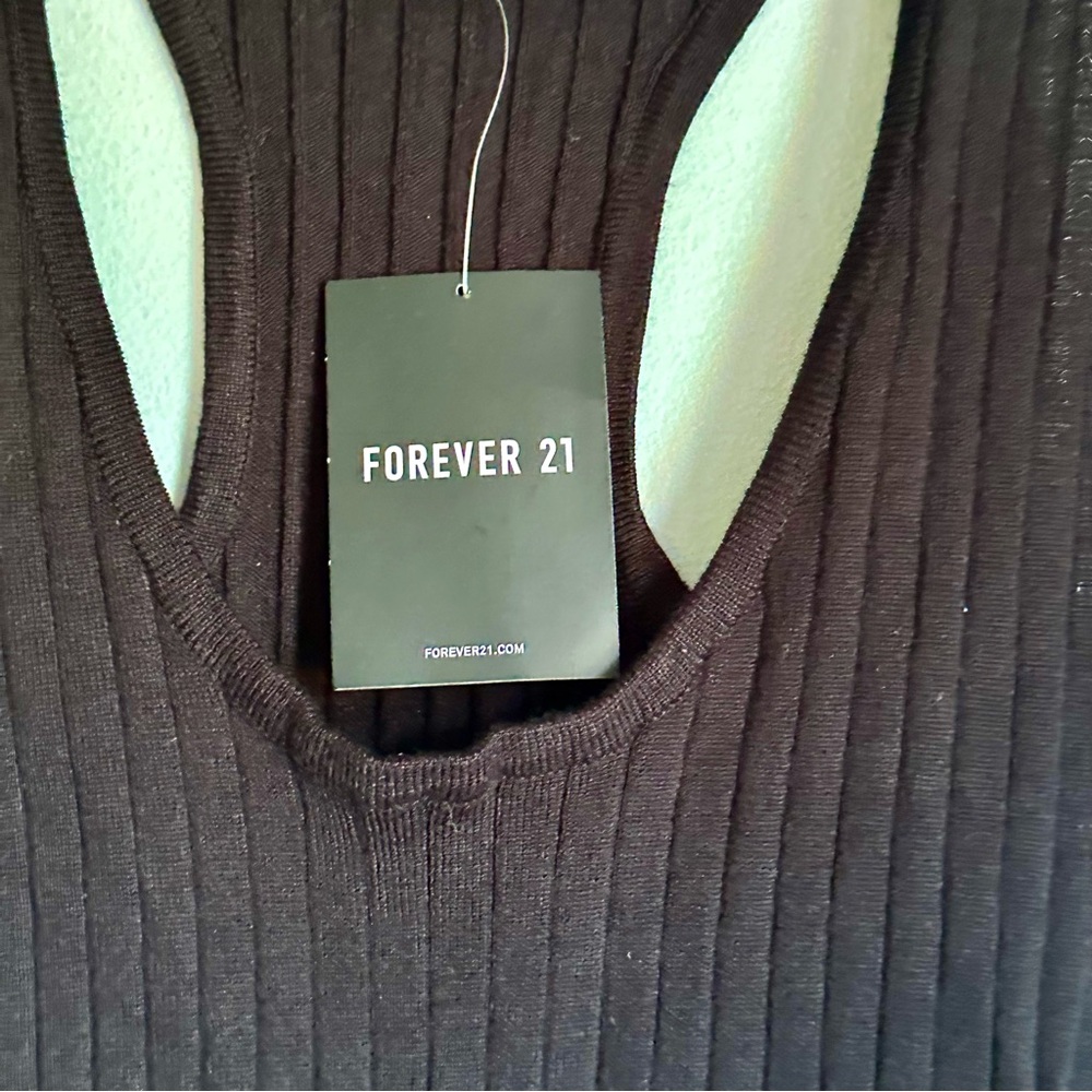 Forever 21 Rib Knit Racerback Bodysuit Black Small - Picture 6 of 9